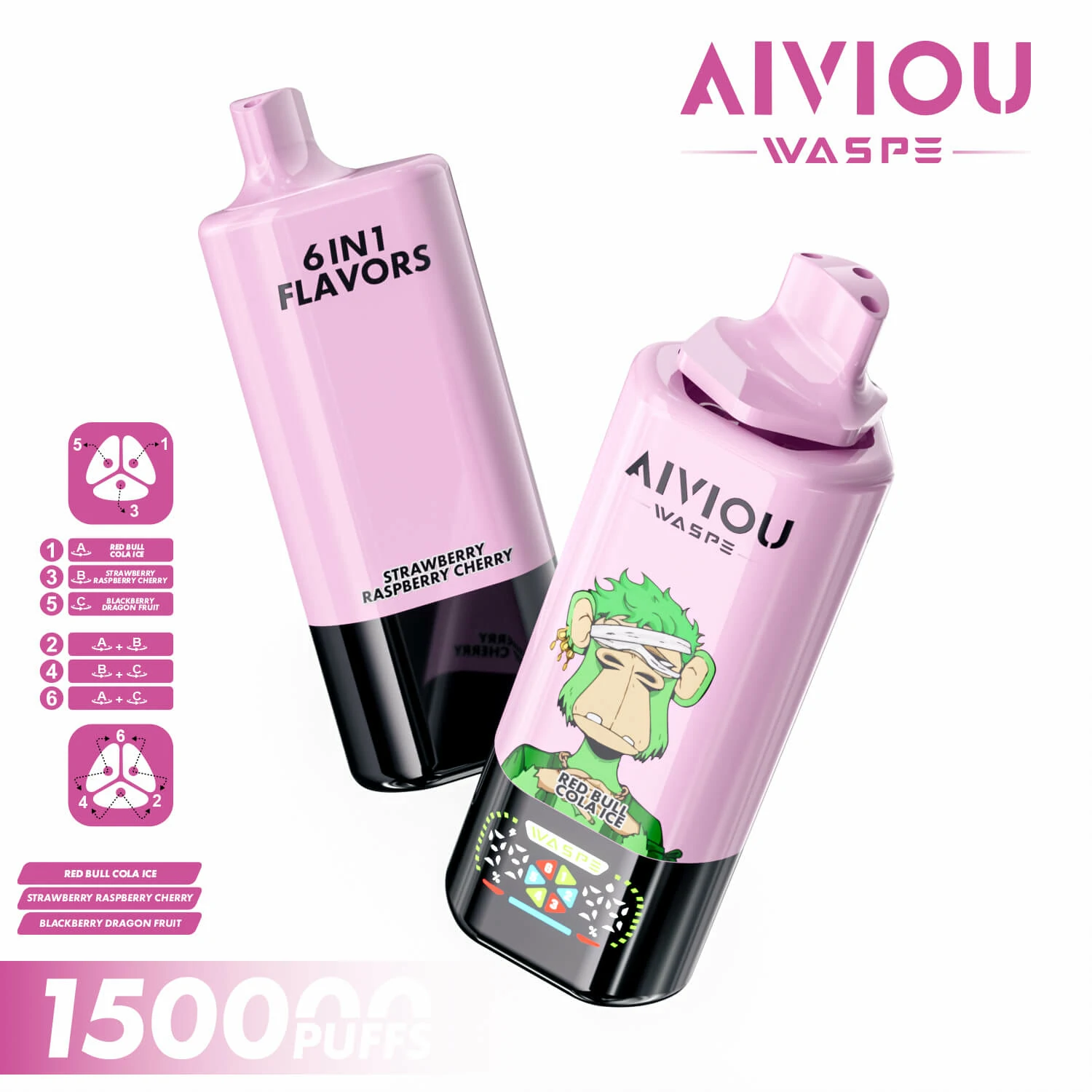 WASPE AIVIOU 150000パフ 6-in-1 使い捨て電子タバコ 画像6