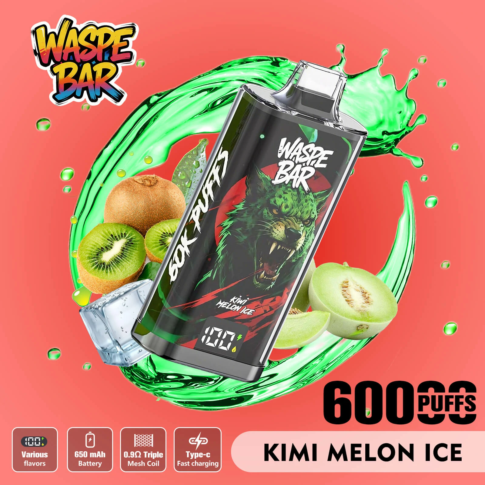 WASPE Bar 60000パフ 3-in-1 使い捨て電子タバコ 画像3
