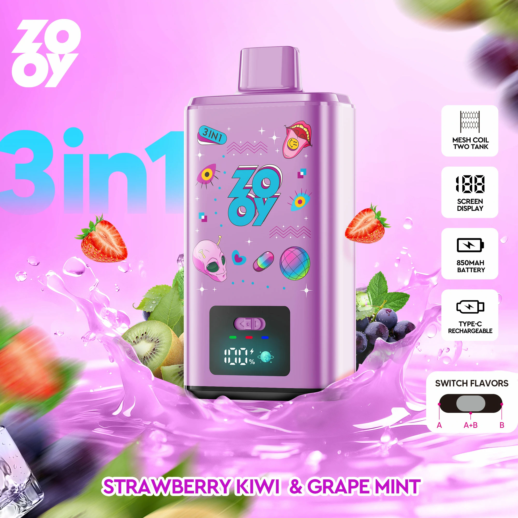 Zooy 150000パフ 3-in-1 使い捨て電子タバコ 画像5