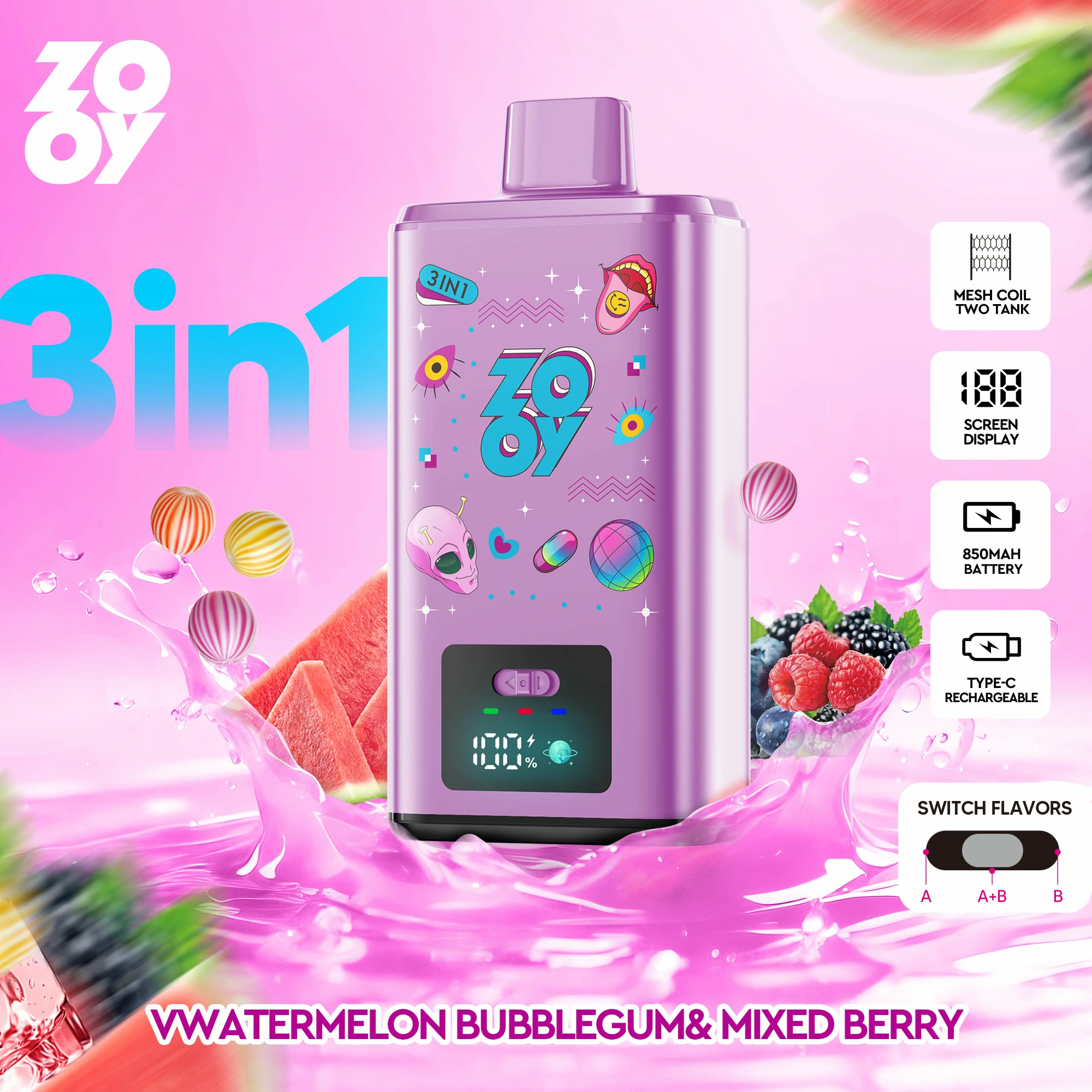 Zooy 150000パフ 3-in-1 使い捨て電子タバコ 画像11