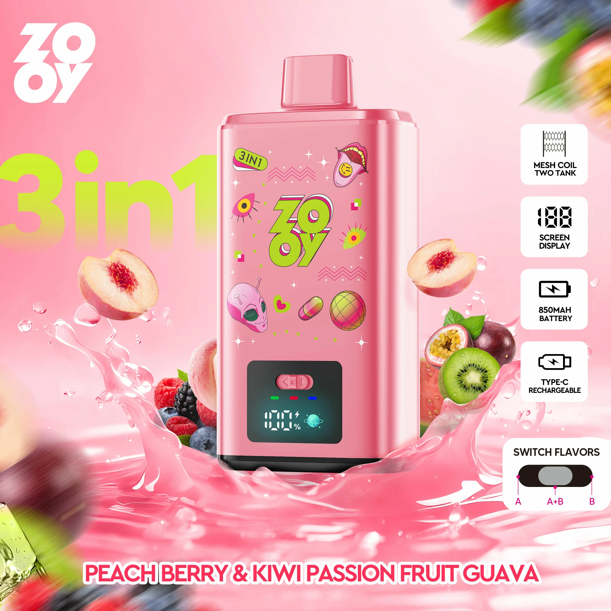 Zooy 150000パフ 3-in-1 使い捨て電子タバコ 画像10