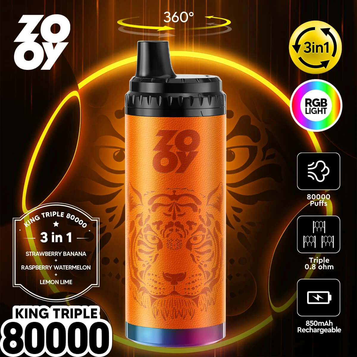 ZOOY King 80000パフ 3-in-1 使い捨て電子タバコ 画像2